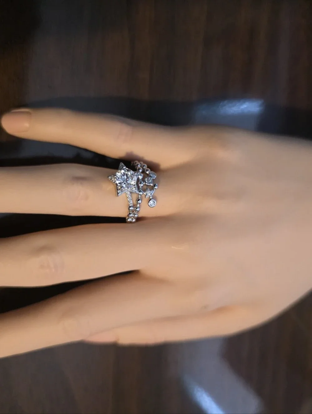 Sterling Silver Star Halo Ring - Silver